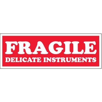 1 1/2 x 4" - "Fragile - Delicate Instruments" Labels