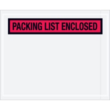 4 1/2 x 5 1/2" Red Panel Face "Packing List Enclosed" Envelopes