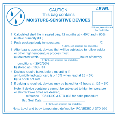 4 x 4" - "Caution Moisture Sensitive Devices" Labels