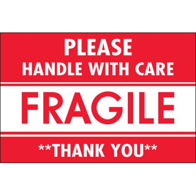 2 x 3" - "Fragile - Please HWC Thank You" Labels
