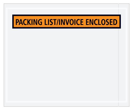 4 1/2 x 5 1/2" Orange Panel "Packing List/Invoice Enclosed" Envelopes