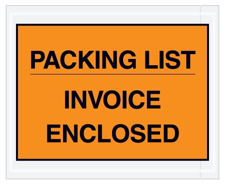 4 1/2 x 5 1/2" Orange "Packing List/Invoice Enclosed" Envelopes